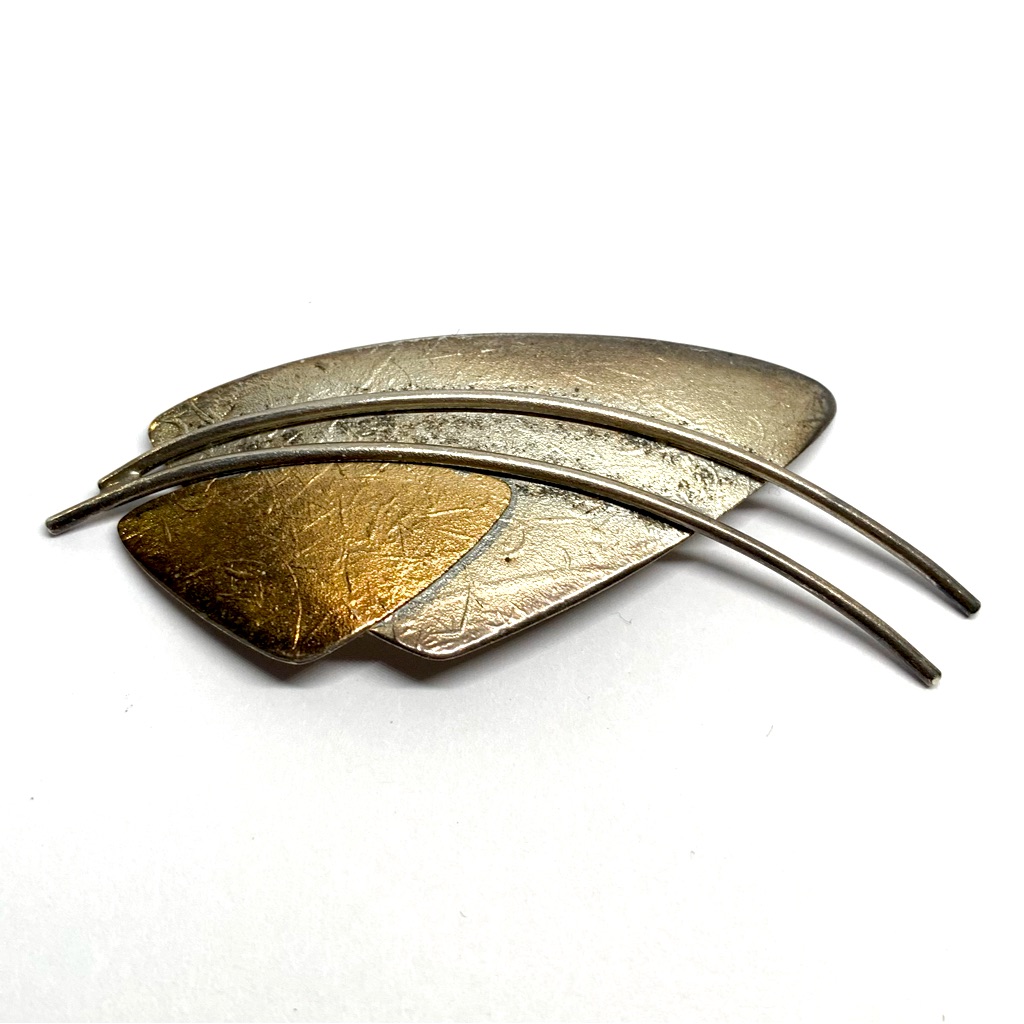 Iconic Vintage Ed Levin Sterling Silver/14k Yellow Gold Brooch